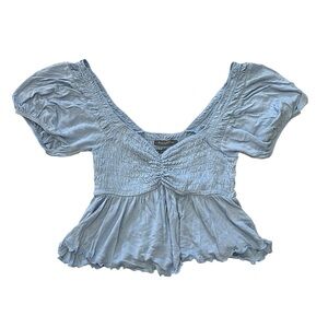 Urban Outfitters Light Blue Smocked Puff Sleeve Top 🩵